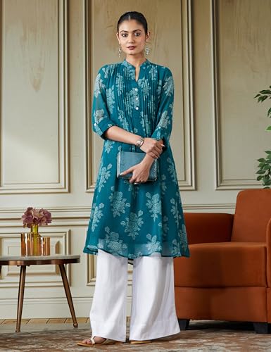 Image of BIBA Women Polyester Straight Fit Printed Kurta
