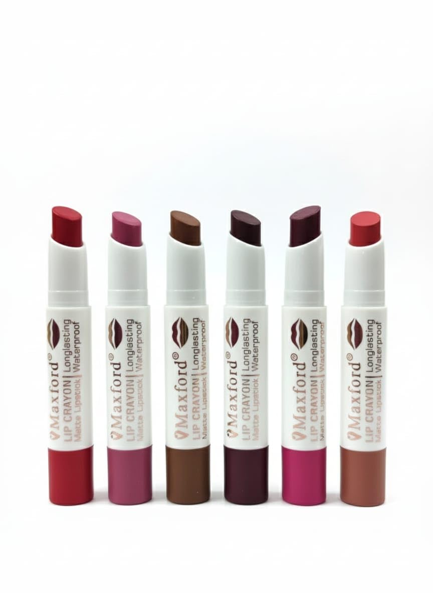 Pack of 6 Multi Dark Shade Non Transfer Waterproof Long Lasting Crayon Matte Lipstick-image-17