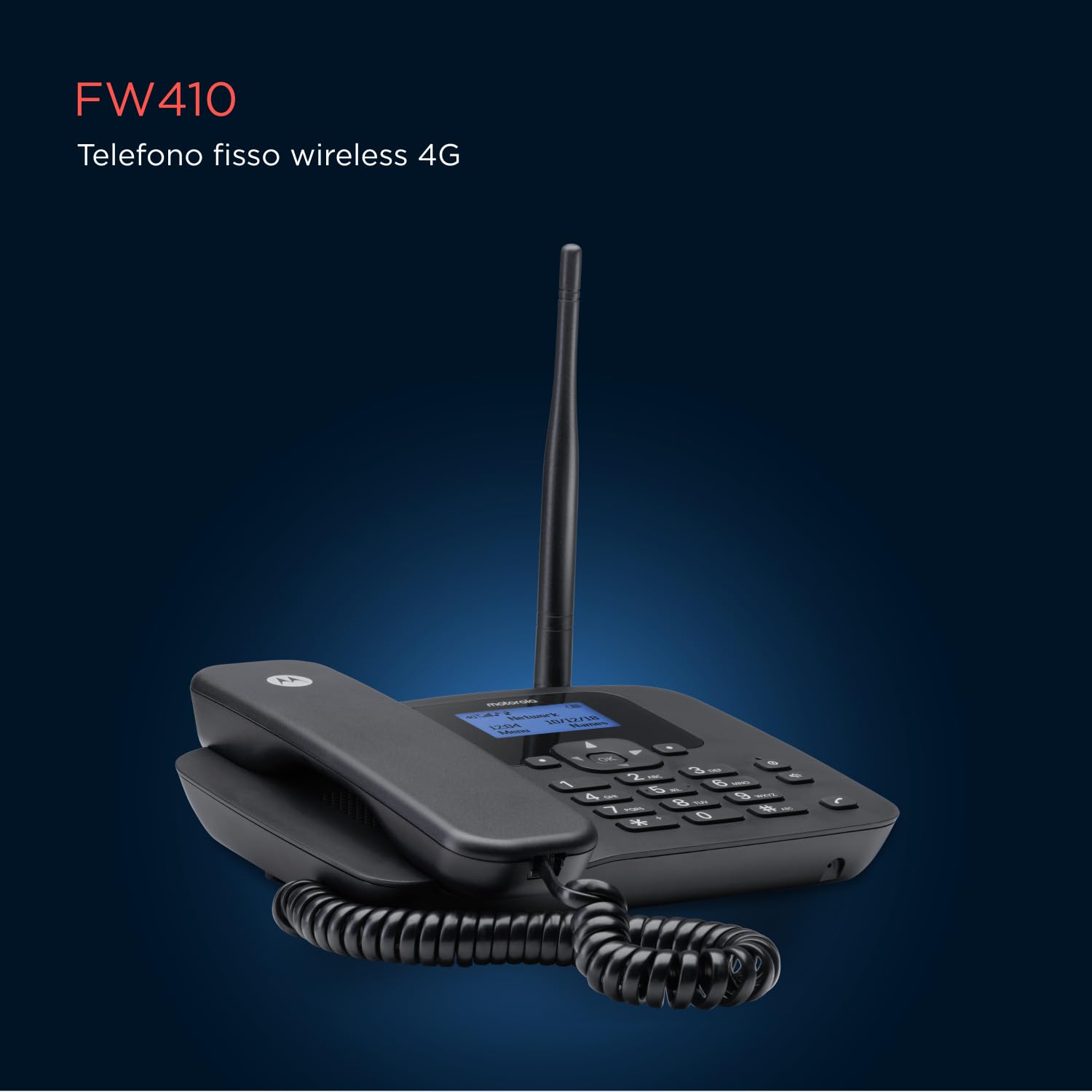 Motorola Voice - FW410L Telefono fisso wireless 4G, HotSpot Wi-Fi, Scheda SIM, Batteria di riserva, Vivavoce, GSM Quad Band, Trasferimento di chiamata