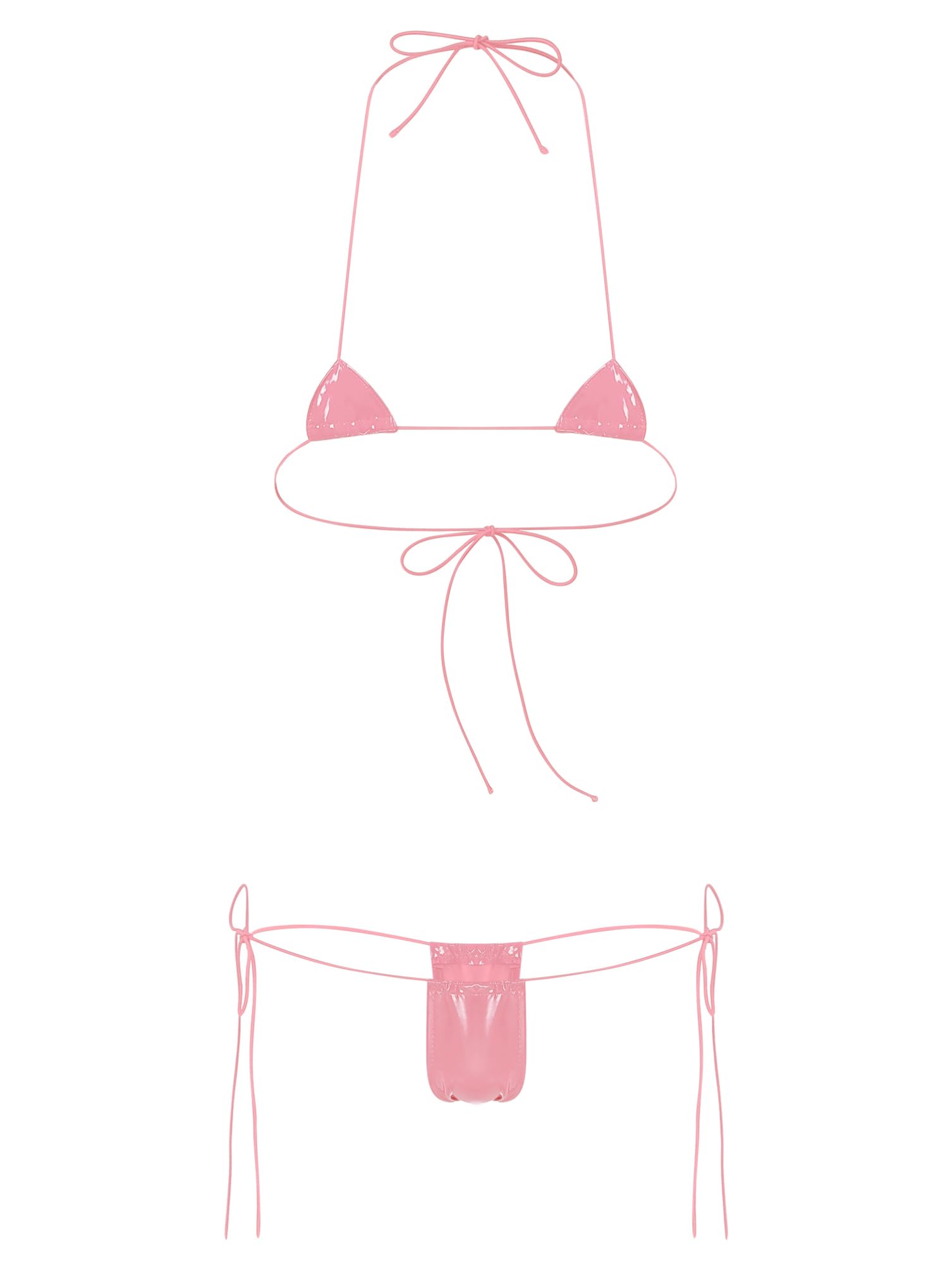 dPois Women Extreme Sexy Mini Bikini Sets 2Pcs Swimwear G-String Bottom Swimsuit Micro Bikinis