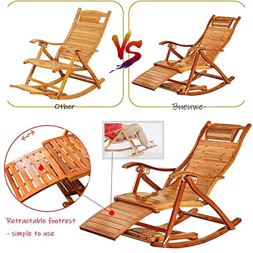 Bueuwe Solid Wood Frame Rocking Chair Adult Recliner, Suitable For Outdoor Sofa Bed In Living Room And Bedroom, Foldable Rocking Chair With Thick Plush Cushion, Waterproof, Stable And Durable (Blue) #TOP5