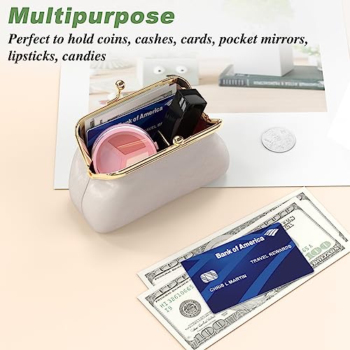 Image of Coin Purse, Small PU Leather Change Purse, Coin Wallet with Clasp, Car Change Holder Pouch for Woman Men Kids Girls, Apricot