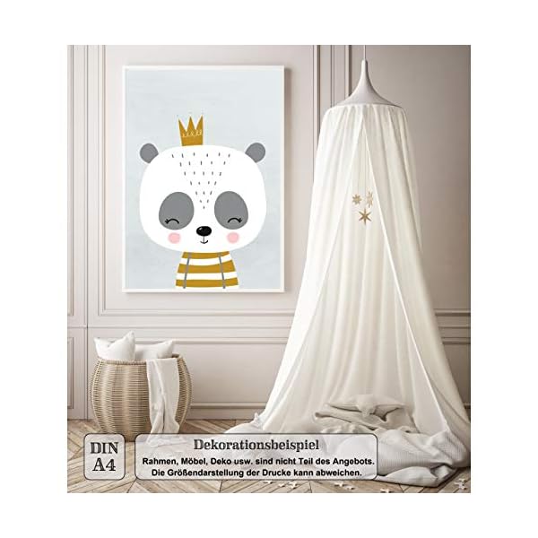 LALELU-Prints | A4 Bilder Kinderzimmer Deko Junge Mädchen | Zauberhafte Tiere nordic senf-gelb | Poster Babyzimmer | 5er… – Bild 3