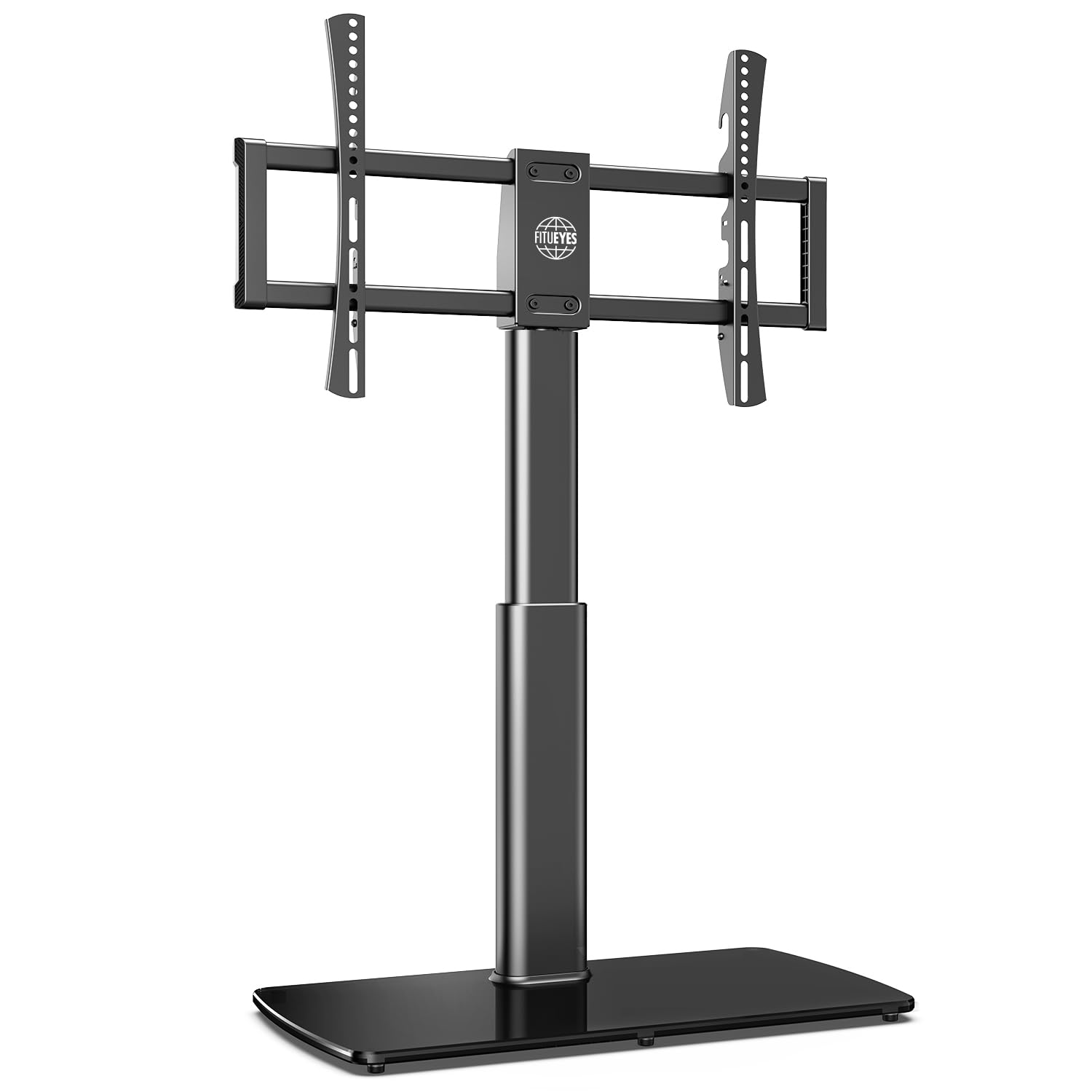 FITUEYES Supporto TV Da Tavolo Per TV 43-85 Pollici – Girevole, Regolabile In Altezza, Base In Vetro Temperato, VESA 600x400 - 2