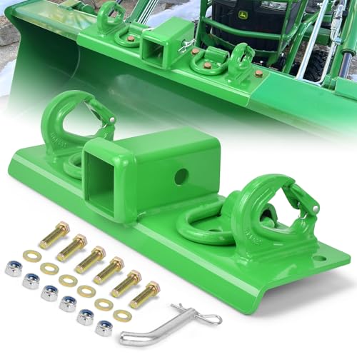 Tractor Bucket Grab Hooks with Self-Locking Function (2026 Upgraded) Tractor Bucket Hooks Bolt on Hooks 2 Receiver (Heavy-Duty) with D Rings Compatible with Kubota Tractors