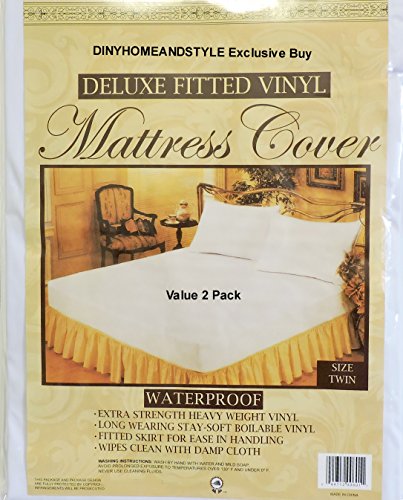 DINY Home & Style Home Collections Value 2 Pack Twin Size Waterproof Vinyl Fitted Mattress Cover