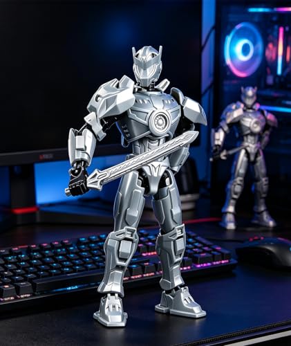 Image of INOCEAN Action Figure Robot Toy, Dummy 13 Action Figure with Articulated Joints, Silver Wanderer Mech for Desktop Decor, Painting Models, Photography Accessories, Collectible Gift