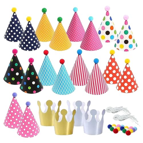 XNIVUIS 22 peças chapéus cone festa de aniversário conjunto de chapéus de festa, festa de Natal festa infantil festa de ano novo de Halloween coroa encantadora, para crianças e adultos (ouro)