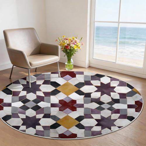 Tapis de sol salon en flanelle douce 180 cm motif géométrique et rétro