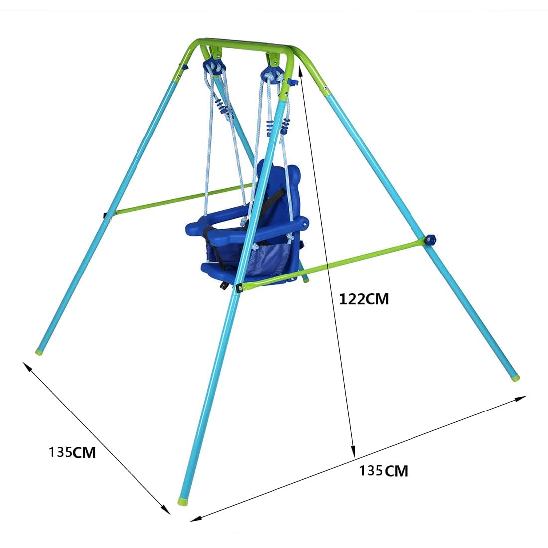 HLC Altalena per Bambini,Altalena da Giardino per Bambini Pieghevole，Altalena da Giardino Interno ed Esterno，Altalena Neonato，Adatto dai 9 ai 36 Mesi,135x135x122cm