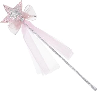 Toyvian 1pieza Varita Mágica Infantil Diseño De Estrella De Cinco Puntas para Fiestas y Accesorio De Fiesta para Niñas para Cumpleaños y Halloween Hecha Gasa Color Rosa