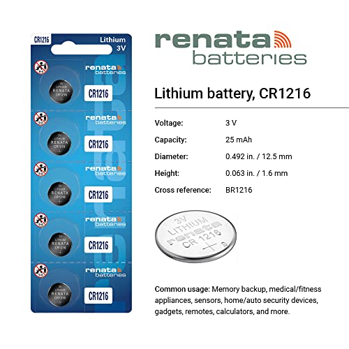Batería de Litio Renata CR1216 3V Pila Moneda miniatura 2