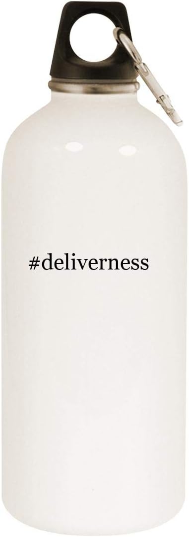 #deliverness - 20oz Hashtag Stainless Steel White Water Bottle with Carabiner, White