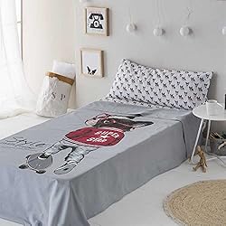 Ropa De Cama Infantil 90X190 COTTON ARTean Juego de sabanas Infantil Gris Carlino 50% ALGODÓN 50% POLIÉSTER Multicolor Cama de 90 x 190/200
