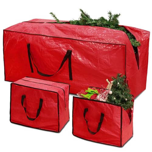 Reviews de Almacenaje de adornos festivos Top 10. 49 RICHIE - Bolsa de almacenamiento para árbol de Navidad de 9 pies, gran bolsa de almacenamiento de plástico impermeable y contenedor para árboles artificiales, decoraciones...