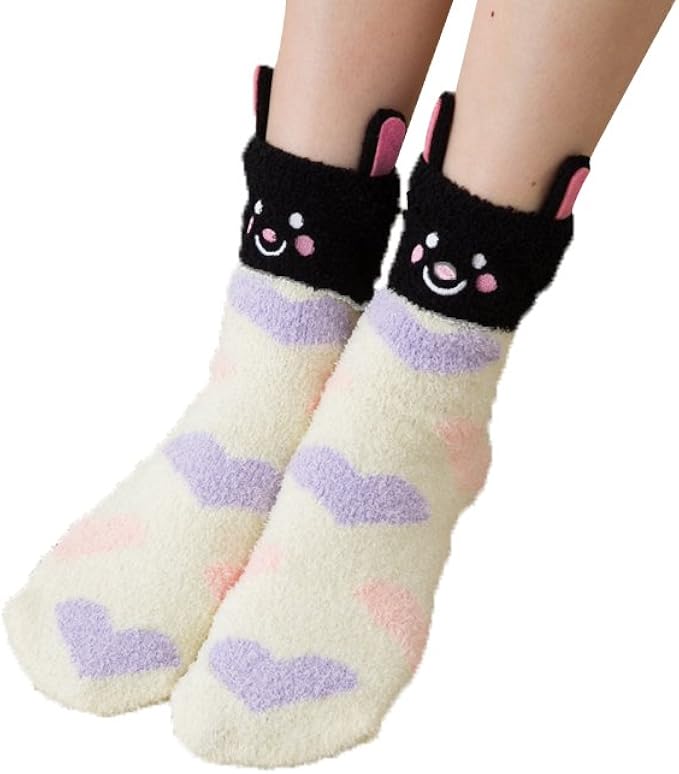 Amazon もこもこソックス うさぎ ルームソックス アイボリー ストッキング 通販