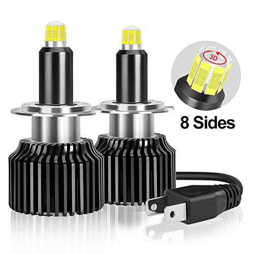 H7 LED Headlight Bulbs, 8 Sides CSP Chips 360 Degree Newest Upgraded Car Headlamp 12000LM Extremely Bright White Conversion Kit 6000k