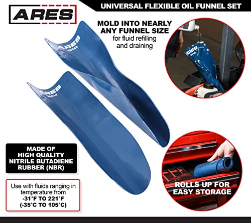 Ares 56045 – 2-Piece Large And Medium Universal Flexible Oil Funnel Set - Spill-Free Oil Filling - Easy To Use 1-Person Design – Fits Multiple Heavy-Duty Applications #TOP2