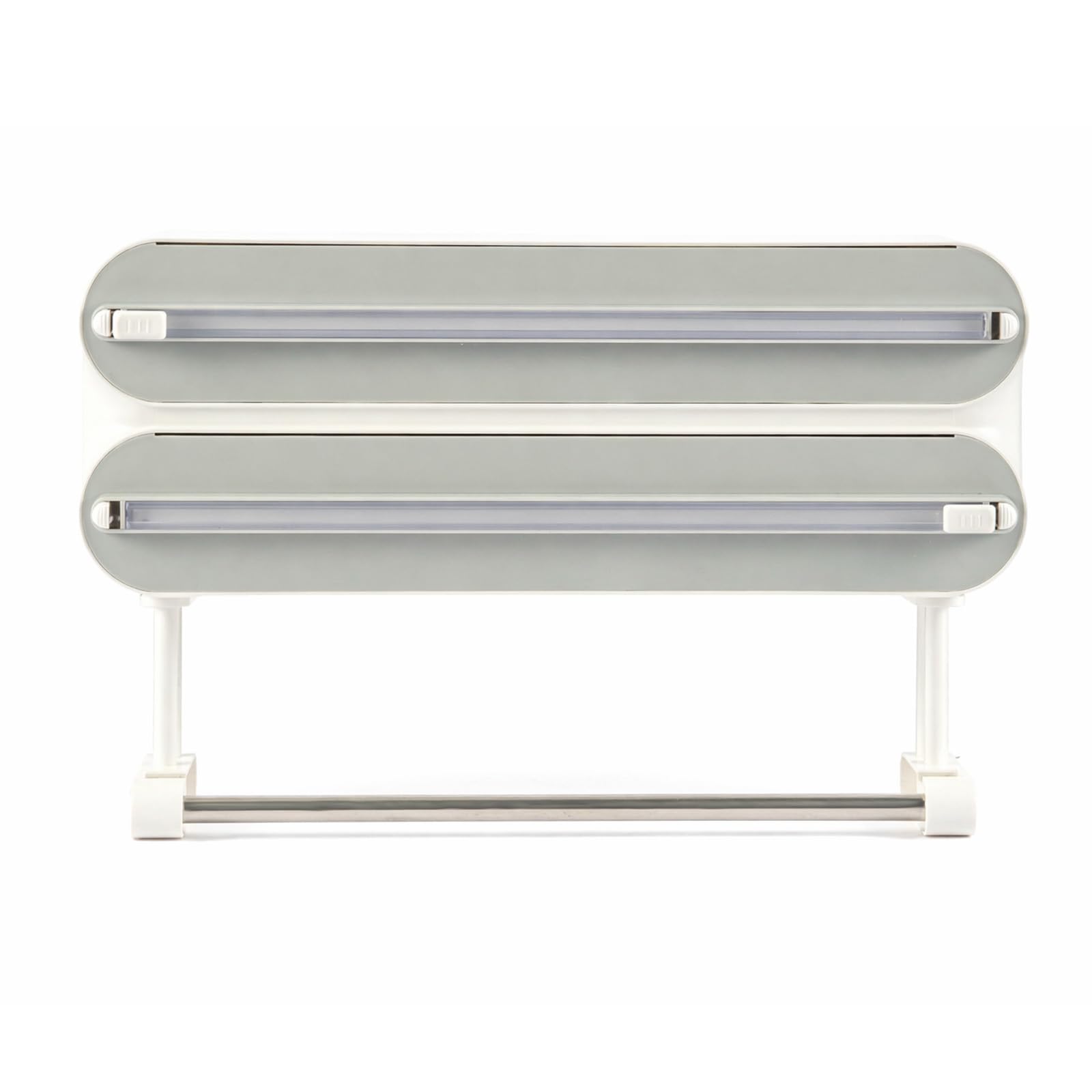 EVERGOODS 3-in-1 Kitchen Roll Holder with Cling Film & Foil Dispenser โ No-Drill Wall Mount Paper Towel Holder, Space-Saving Organizer for Fridge or Cabinet (Grey)