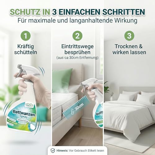 HomeBugProtect Bettwanzen Spray 500ml - Effektive Bettwanzen Bekämpfung - Bettwanzenspray für Matratzen, Möbel & Hotels mit leichtem Zitronenduft