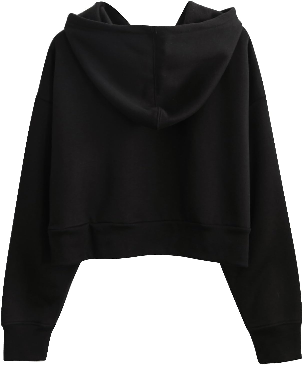 Amazhiyu Women’s Fleece Cropped Hoodies Casual Long Sleeve Pullover Crop Tops - Image 3