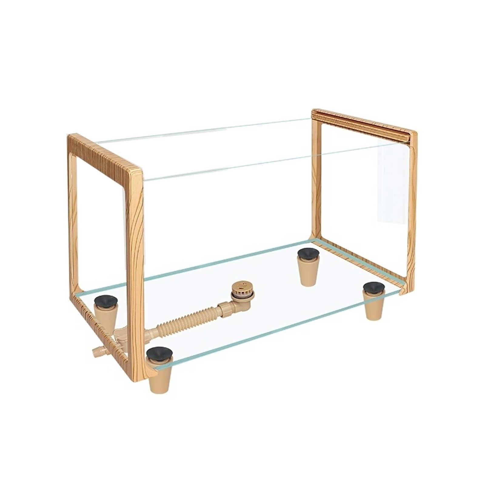 GLigeT Fish Aquarium Tank Wooden Frame Turtle Aquarium Ultra White Glass Fish Tank Transparent Glass Aquascape Fish Turtle Mixing Tank Aquarium Tank(50x23.5x25.5cm)