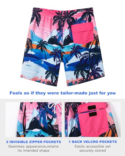 SURF CUZ 9" Mens Swim Trunks with Compression Liner Swimming Shorts 2 in 1 Stretch Quick Dry Zipper Pockets - Image 5