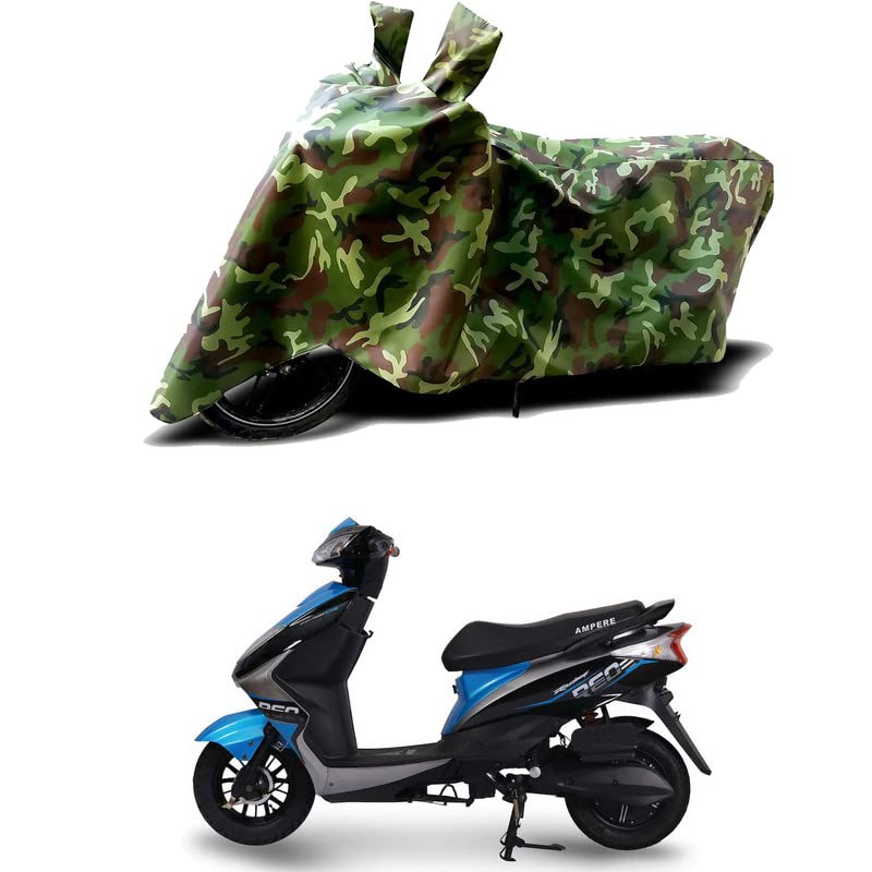 Image of 100% Water Resistant Full Bike Scooty Two Wheeler Body Cover Compatible for Ampere REO /UV-Rays /Heat Protection /Birds Dropping /Scratchproof /Dust Proof /Waterproof /All Varients[Green MJ]