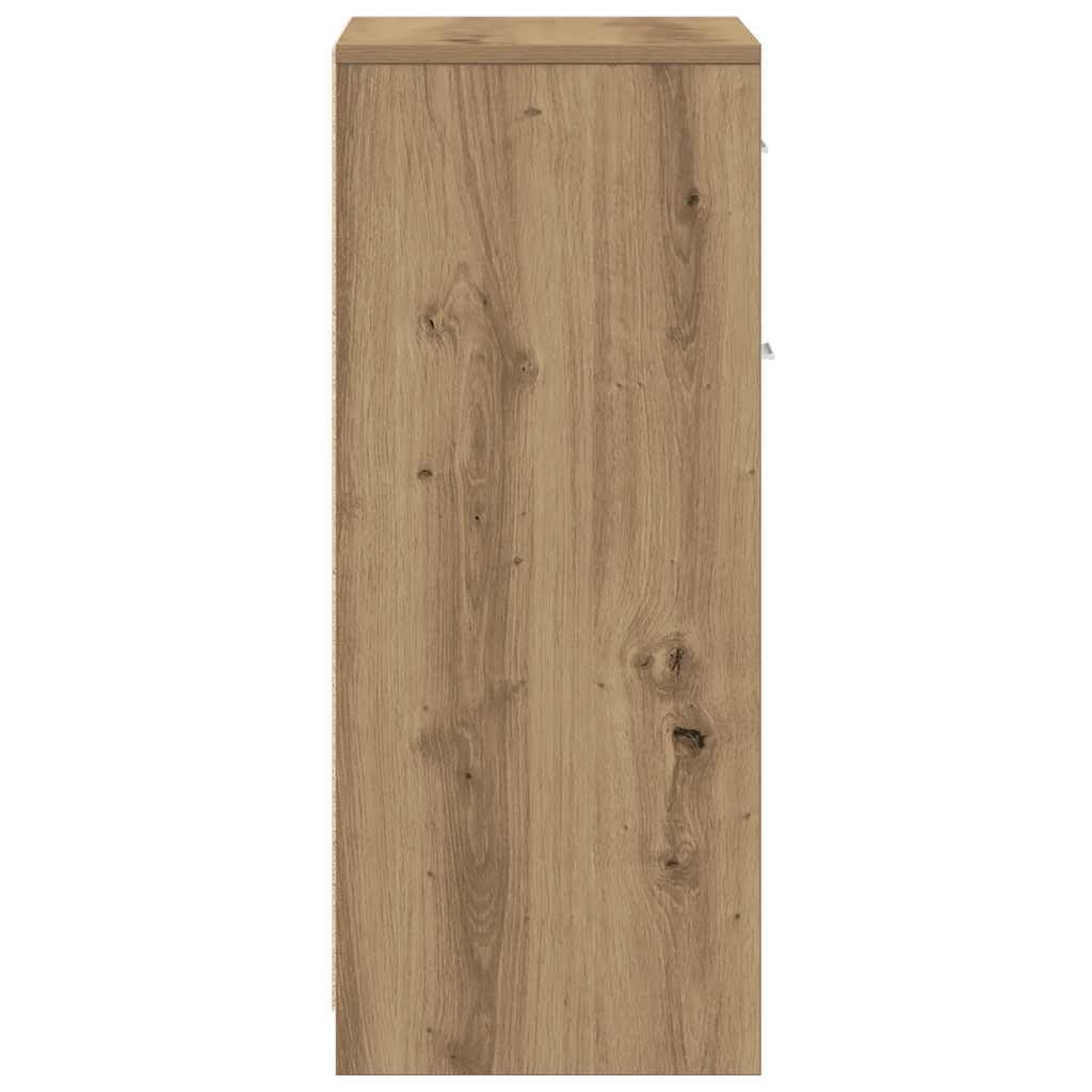 Szafka łazienkowa z drewna dębowego Artisan, 60 x 33 x 80 cm, materiał drewnopochodny z miejscem do przechowywania, szufladą i drzwiami, zajmuje mało miejsca, montaż na ścianie, nadaje się do