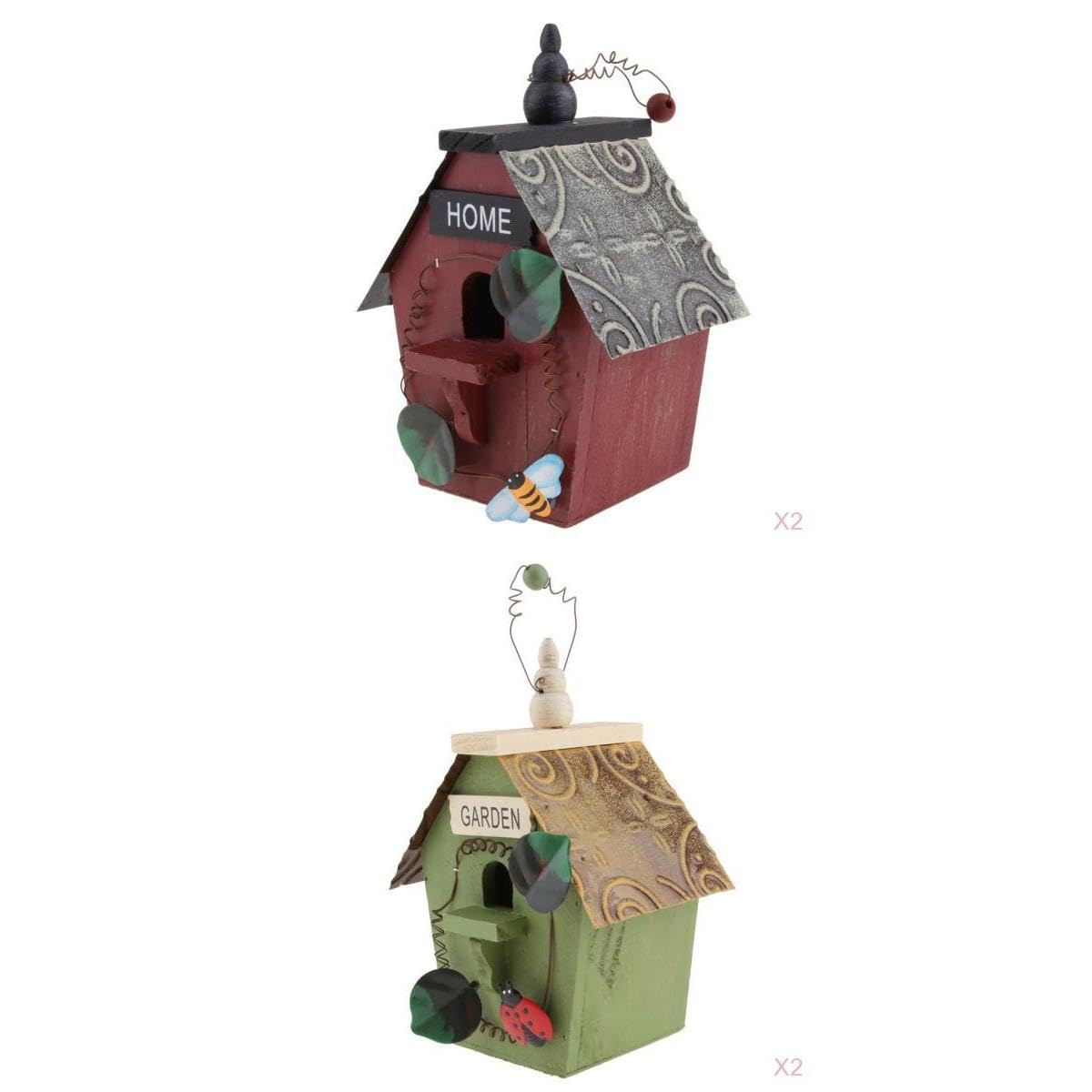 4 Pieces Country Cottage Wood Bird House Hanging Birdhouse Condo Garden A B | Home & Garden | Yard, Garden & Outdoor Living | Bird & Wildlife Accessories | Birdhouses-image-16
