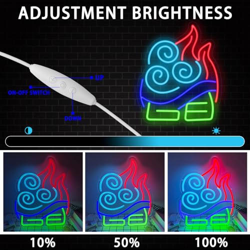 Image of GTOTd Cute Cartoon Anime Wall Art Lamp Led Neon Sign.Classroom Bedroom Kids Game Room Decor Gifts Merch Party Supplies for Wall Decorative Acrylic USB Powered Night Light Living Room Shop Bar
