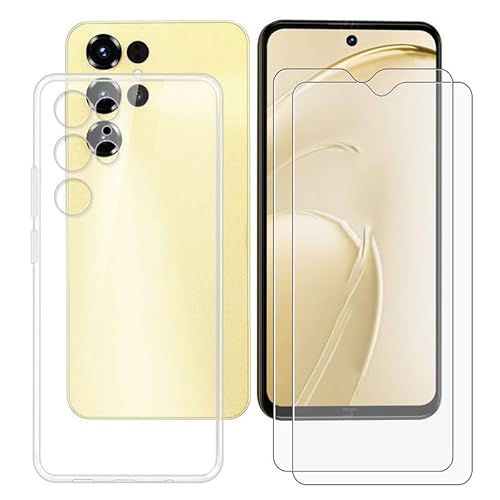 Oukitel C68(7.2�C���`)�p�J�o�[ + �X�N���[���v���e�N�^�[(2���p�b�N)�A�ϏՌ��J�o�[�o���p�[�V�F�����h�~�N���A�P�[�X+ �d�x9H�����K���X�t�B����-�N���A