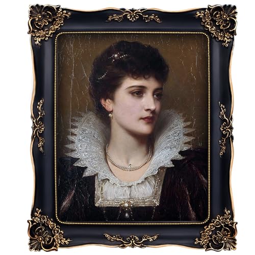 Image of Gothic Picture Frame 8x10 Black Vintage Picture Frames Victorian | Real Glass, Wall or Tabletop Display, Fits 8x10 or 5x7 Photo with Mat