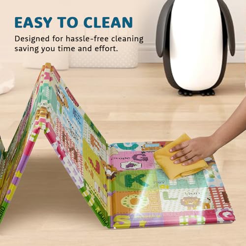 Image of Amazon Brand - Supples Reversible Baby Playmat | Certified BIS-Approved Foldable Foam Mat for Learning & Crawling | 0.6 cm Thick | 2+ Months Baby | Alphabetical Design | 6.5 x 4.5 ft Multicolour