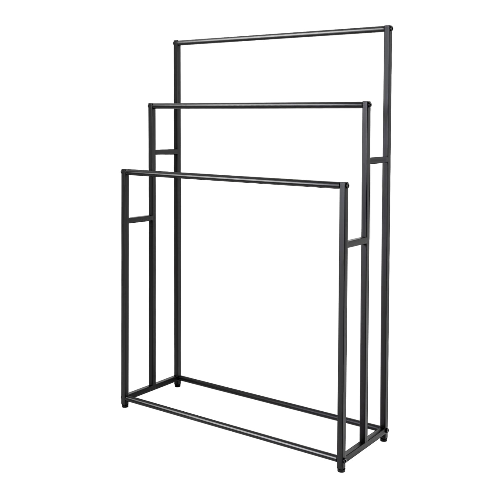 Toallero de pie oscuro grande, toallero de pie de 3 niveles, toallero de techo, soporte de toalla de baño de gran tamaño para secar toallas para dormitorio, baño o piscina
