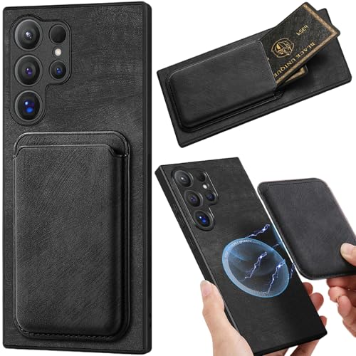Coque Samsung S25 Ultra antichoc avec portefeuille magnétique détachable en cuir