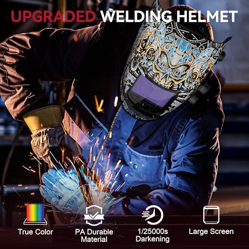 Image of ARCCAPTAIN 3.94 inchX3.66 inch Large Viewing Screen Welding Helmet, True Color Auto Darkening Welding Hood, Solar Powered 4 Arc Sensor, Wide Shade 4-5 /5-9 /9-13 Welding Mask (Skeleton Technology)