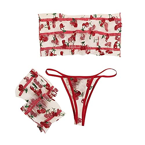 Lingerie sexy brodés femmes pour sublimer vos courbes avec un soutien-gorge transparent rouge L