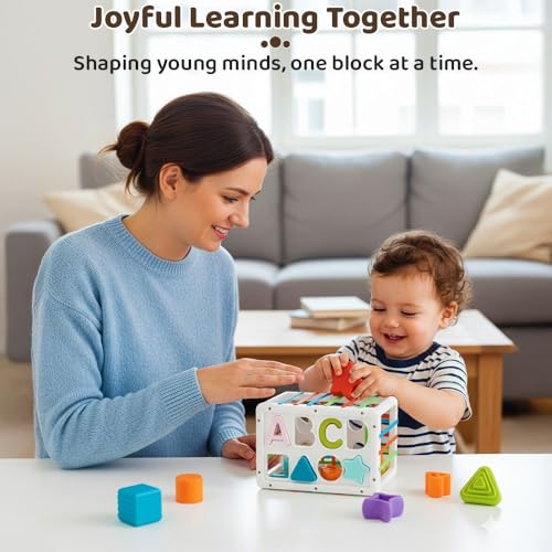 Image of StarAndDaisy Shape Sorting Toy for Baby & Toddler, Educational Toys for Kids 1 2 3 Years | Multi-Activity Cube / Learning Toys for Infants, Sorting Blocks / Alphabets Matching Toy for Boys & Girls