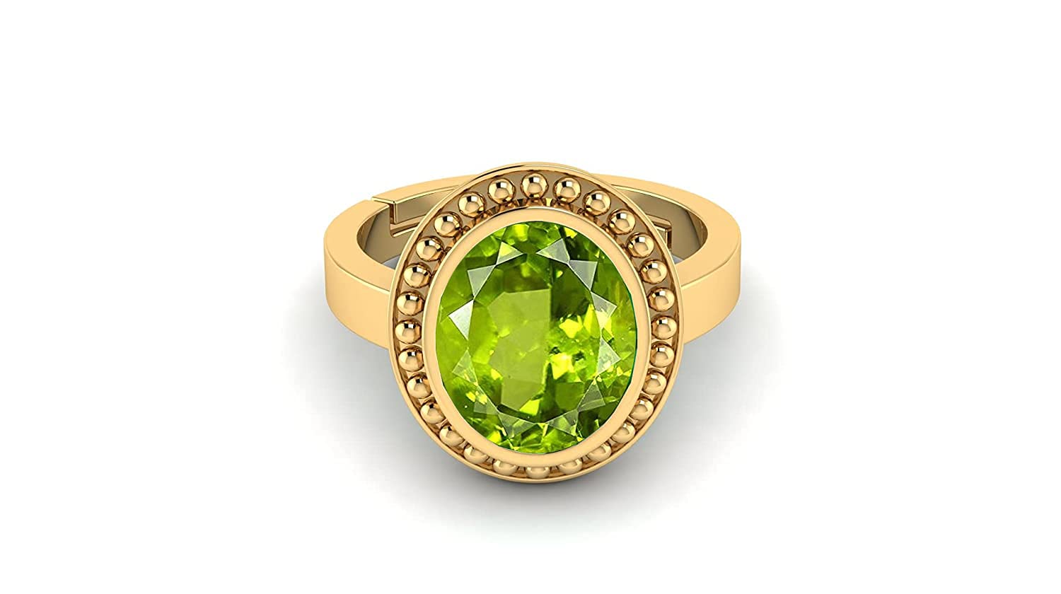 9.25 Ratti AA++ Quality Certified Natural Green Peridot Gemstone Gold with White panchdhatu Metal Adjustable Ring/Anguthi for Men and Women-image-21