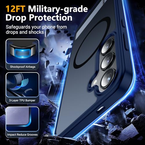 Image of SPIDERCASE Magnetic for Samsung Galaxy S24 Case, [3 Stand Ways][ Military Grade Drop Protection] with Invisible Stand Shockproof Slim Case for S24 6.2 inch, Blue