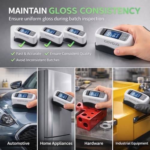 Image of GOYOJO Three Angles Gloss Meter 20º 60º 85º Precision Glossmeters with Calibration Board, for Measure Stone, Paint, Ink, Marble, Floors, USB Interface Storage High End QC Software 5000 Data 0-200Gu