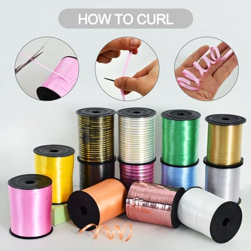 image for TONIFUL Curling Ribbon-White Gold Balloon Curling Ribbons-250 Yards Ba