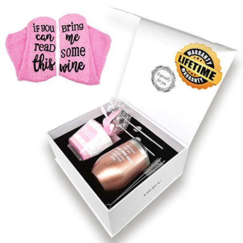 A Wise Woman Once Said,Stemless Wine Tumbler with Spill Proof Lid and Straw,If You Can Read This Bring Me Wine Socks,Funny Novelty Valentine's Day Gifts,Friend Gifts,Birthday Gifts for Women Her,12oz