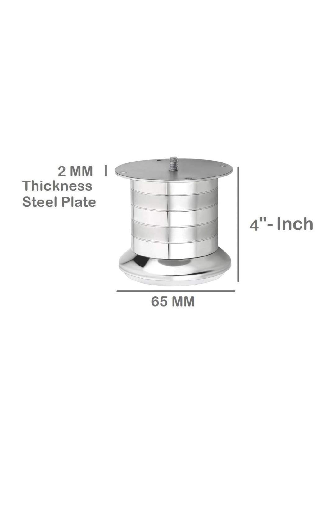 SANJARI 4 Inch Stainless Steel Unique Premium Round Design Two-Tone Finish Model Sofa Leg (65 MM) Pack of 6 1
