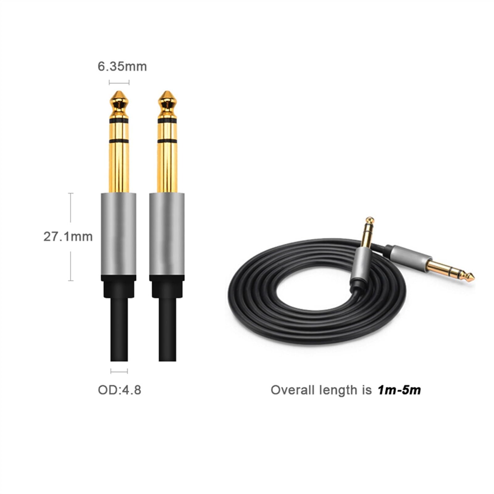 kabel audio do gitary Kabel Audio Jack 6,5 Mm Kabel Jack 6,35 Mm Z Męskiego Na Męskie Do Wzmacniacza Gitarowego Kabel Gitarowy 6,35 Mm (Color : 3m)