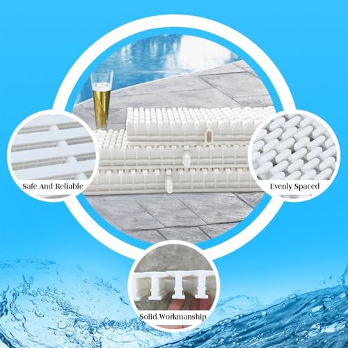 Generico Griglia di Protezione per Piscina in plastica di Alta qualità - Copertura di Troppo Pieno per Lo Scarico della Piscina, griglia di Uscita Resistente e componibile per vialetti, patii e Bordi