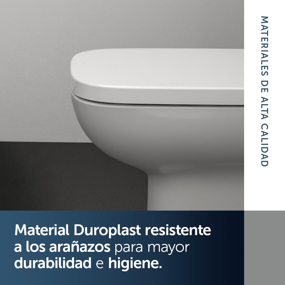 Ideal Standard i.life A Asiento de inodoro, diseño envolvente, cuadrado, con mecanismo de cierre suave, función de liberación rápida para una fácil limpieza, fabricado en Duroplast resistente – Blanco