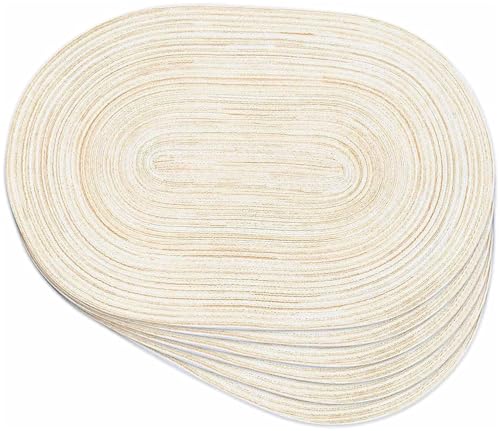 Miners2000 6pcs Oval Braided Placemats,30x45cm Woven Non Slip Washable Heat Resistant Place Mats,Tablemats for Dining Kitchen Party Daily Table Decor Dinner Mats (6)