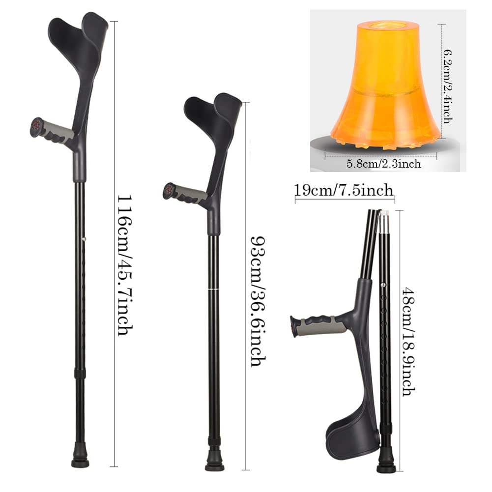NGD Muletas para Caminar Plegables, Muletas de Codo de Aluminio para Adultos-Agarre Cómodo,Muletas Ortopédicas Telescópica Regulables con Agarres Ergonómicos(x2 uds)